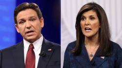 Republican presidential candidates Ron DeSantis and Nikki Haley participate in CNN Republican Town Halls at Grand View University in Des Moines, Iowa, on Thursday, January 4, 2024.