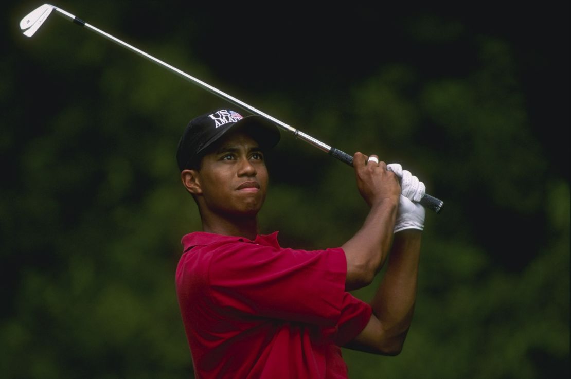 25 Aug 1996:  Tiger Woods watches his shot during the 1996 U.S. Amateur Championship at Pumpkin Ridge Golf Course in Cornelius, Oregon. Woods won his third straight Amateur Championship. Mandatory Credit: J.D. Cuban  /Allsport