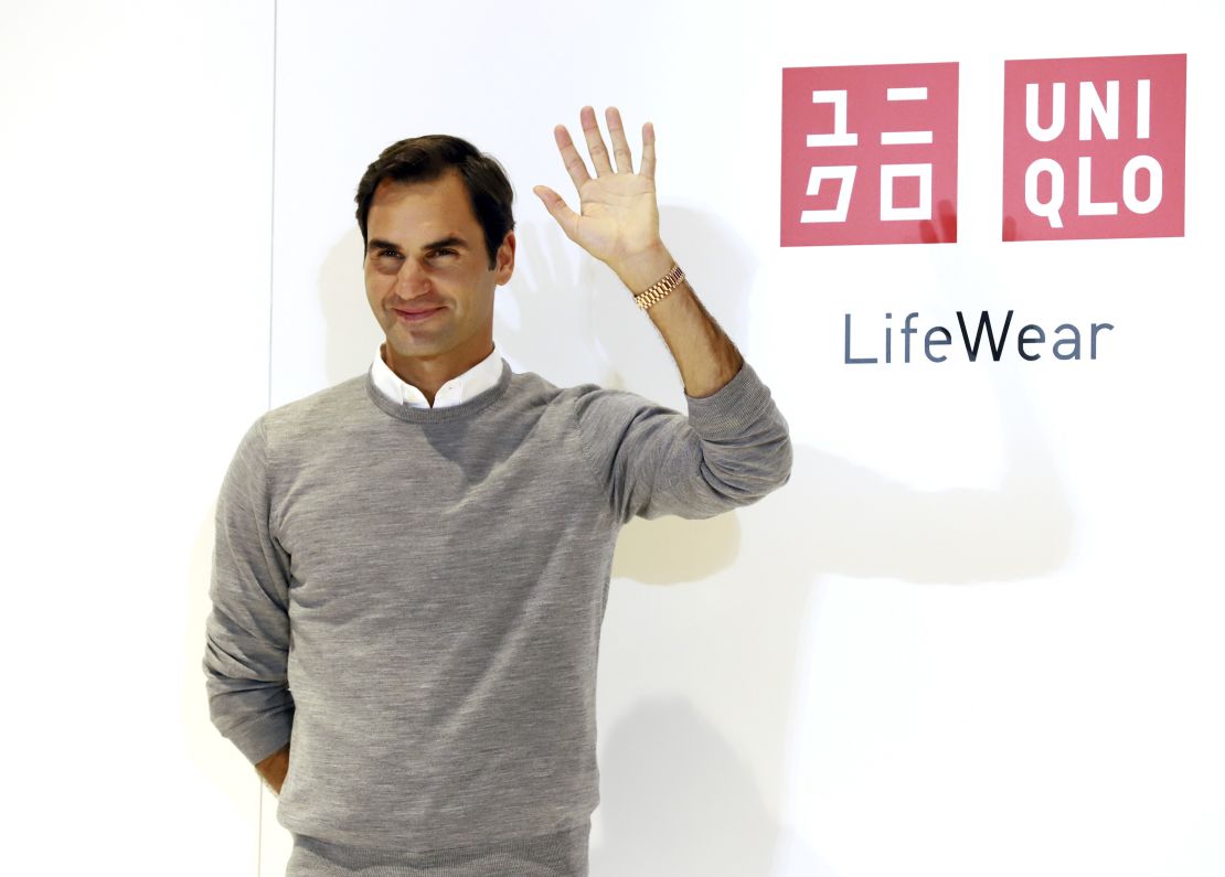 Swiss tennis star Roger Federer at a press event in Tokyo as Federer became Uniqlo's global brand ambassador on October 2, 2018, Japan.    (Photo by YOSHIKAZU TSUNO/Gamma-Rapho via Getty Images)