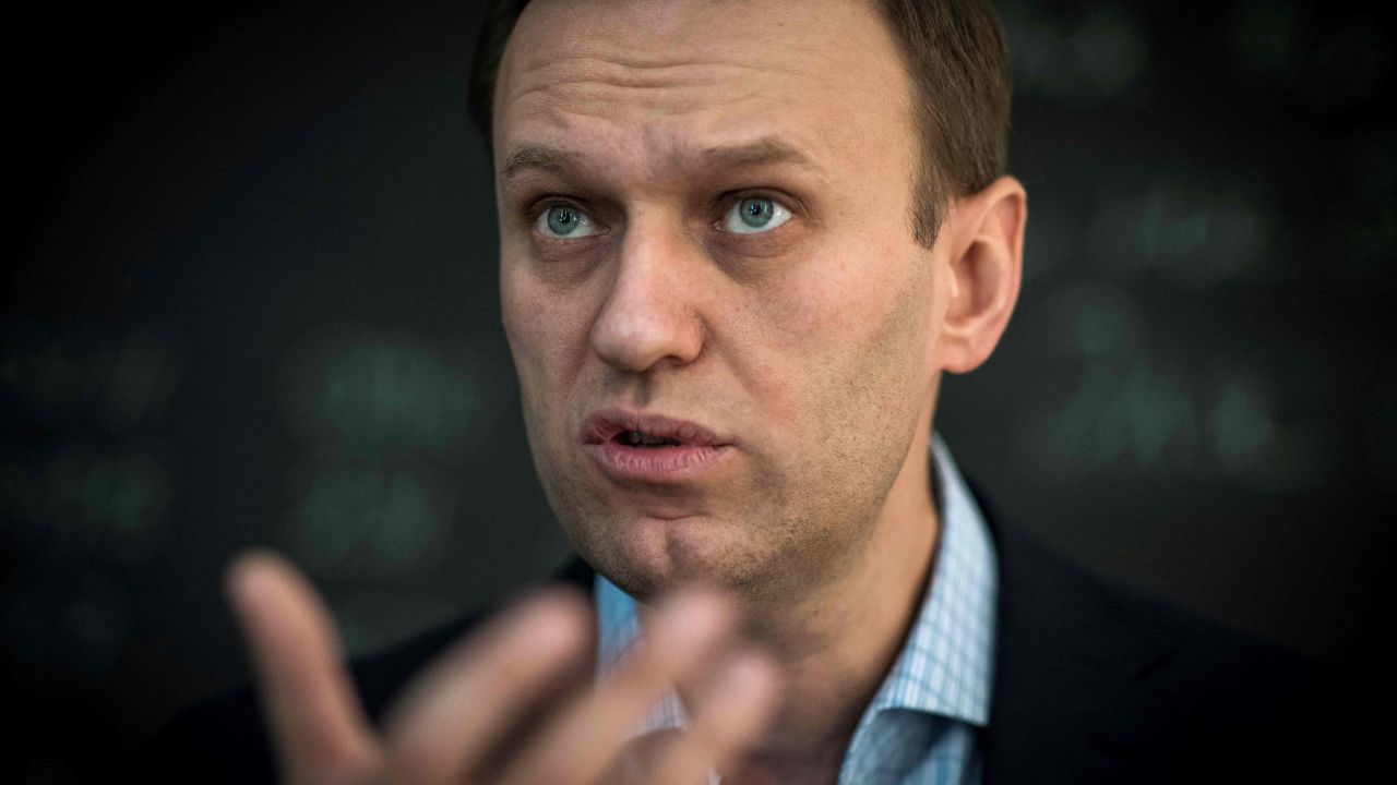 Russian opposition leader Alexei Navalny is pictured during an at the office of his Anti-corruption Foundation (FBK) in Moscow on January 16, 2018.