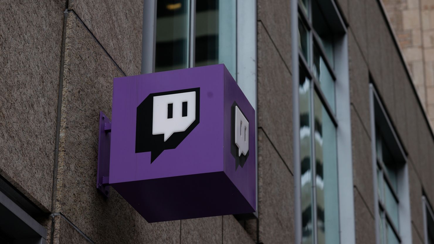 Twitch, an Amazon owned company, signage outside its headquarters, Tuesday, Dec. 26, 2023, in San Francisco. (Aaron M. Sprecher via AP)