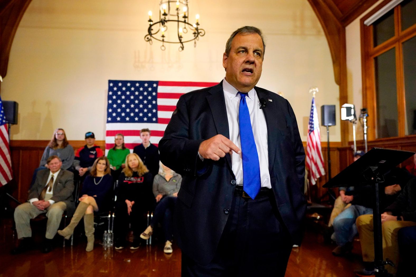 Christie announces he is dropping out of the presidential race during a town-hall event in Windham, New Hampshire, in January 2024.