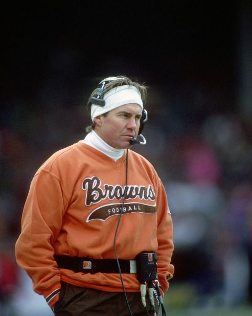 Belichick looks on from the sideline during a game against the Denver Broncos in 1993.