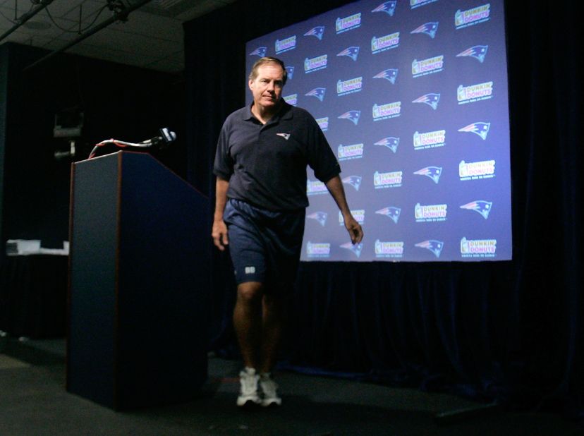 Belichick abruptly ends a press conference in 2007. At the beginning of the 2007 season, the Patriots were caught videotaping the New York Jets coaches' hand signals during a game. The scandal became known as Spygate. NFL Commissioner Roger Goodell fined Belichick $500,000, while the team was fined $250,000 and lost a first-round draft pick.