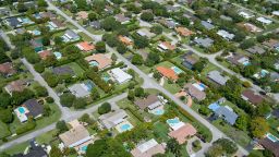 USA, Florida, Miami, Aerial view of suburban neighborhood in summer