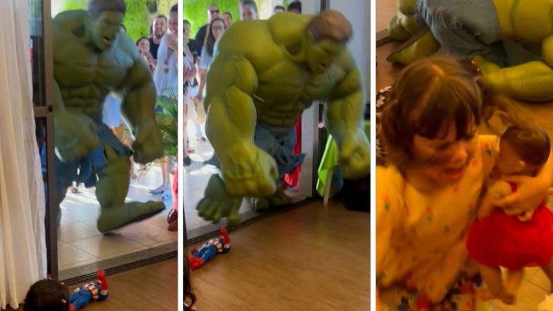 Video: The Hulk makes a not-so-incredible entrance to kid's