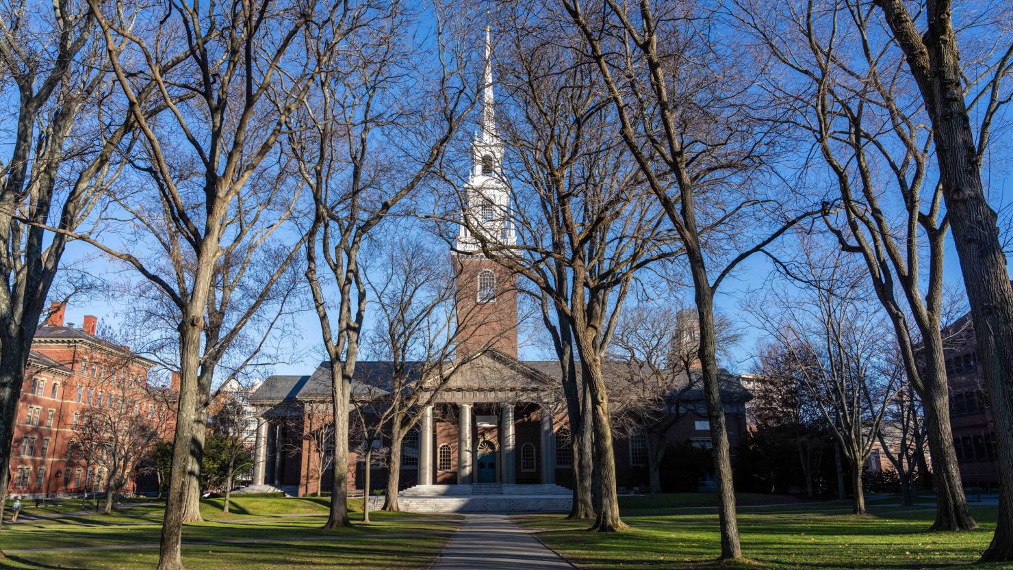 Memorial Church on the Harvard University campus in Cambridge, Massachusetts, US, on Tuesday, Dec. 12, 2023. The presidents of Harvard University and MIT have been under scrutiny amid furor over their remarks to Congress about antisemitism on campus. Photographer: Mel Musto/Bloomberg via Getty Images