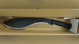 The machete-style knife with a blade over a foot long used in the attack.