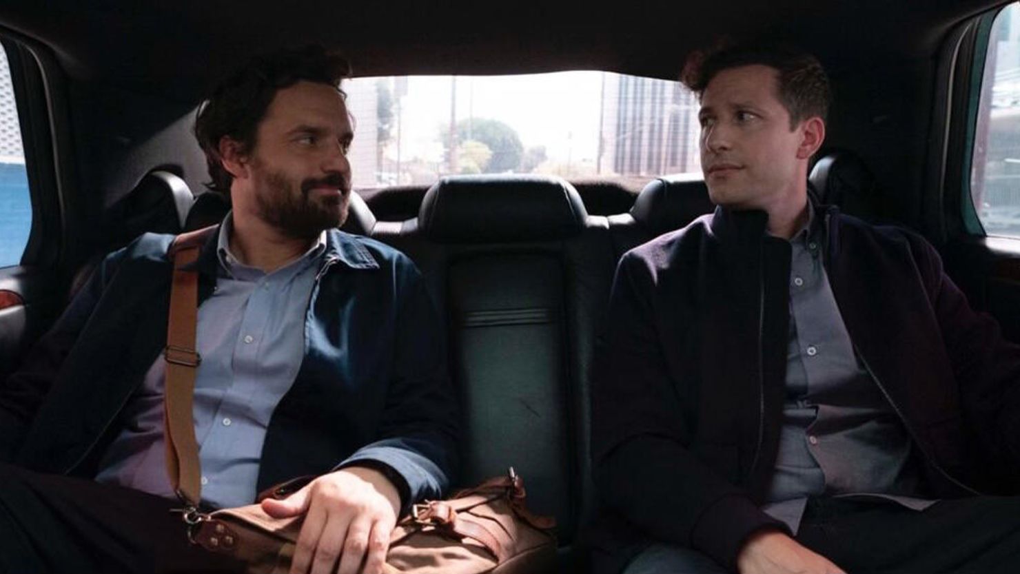 Self Reliance -- When a middle-aged man (Jake Johnson) is invited into a limo by famous actor Andy Samberg, his dull life takes a thrilling turn.  Johnson is offered a chance to win a million dollars in a dark web reality TV show, where assassins from all over the world attempt to kill him for 30 days. The catch? He can't be killed if he's not entirely alone, leading him to recruit an unlikely team to help him survive. Tommy (Jake Johnson) and Andy Samberg (as himself), shown. (Photo: Courtesy of Hulu)