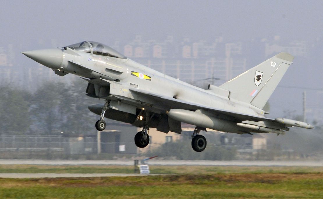 A British Royal Air Force Typhoon fighter jet takes off from the U.S. Air Force Osan Air Base, 70 kilometers south of Seoul, on Nov. 8, 2016, during the first-ever joint air drill by the United States, Britain and South Korea.