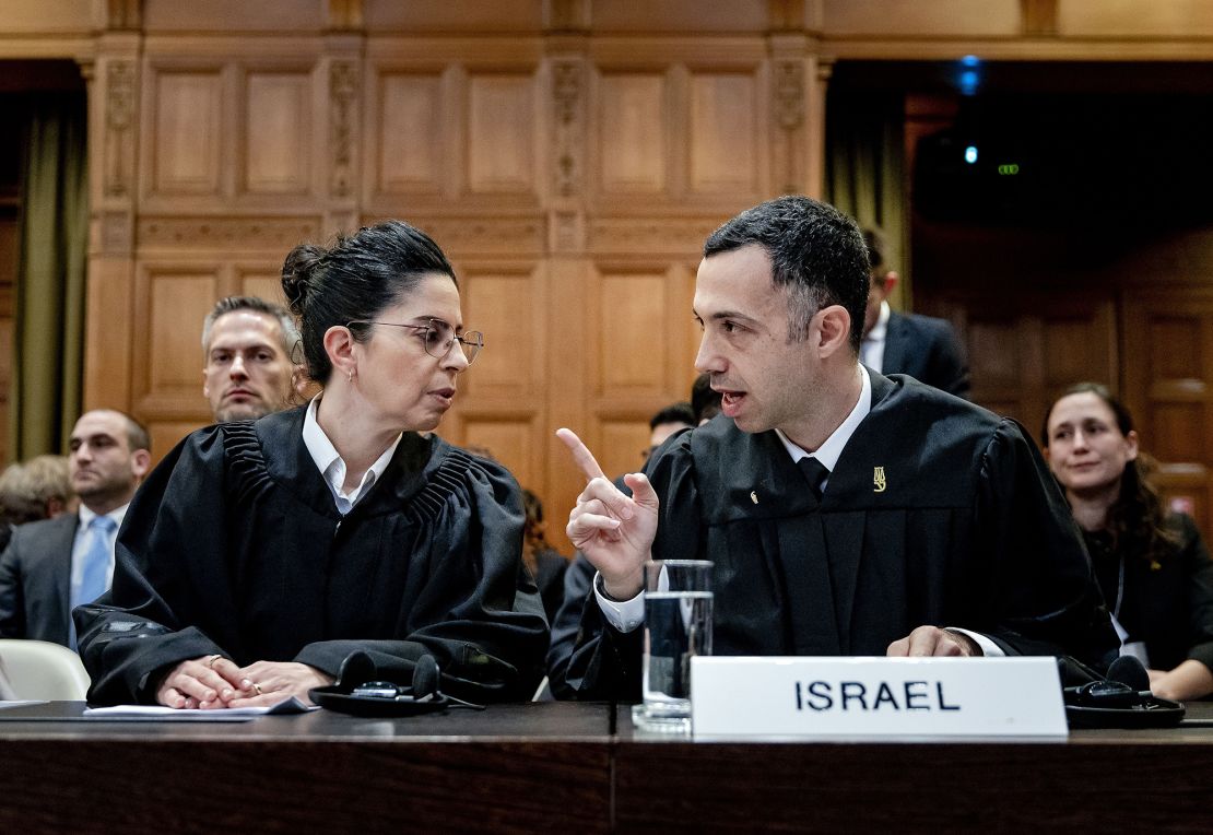 Mandatory Credit: Photo by Hollandse Hoogte/Shutterstock (14296942l) THE HAGUE - Lawyer Omri Sender (R) at the International Court of Justice (ICJ) prior to the hearing of the genocide case against Israel, brought by South Africa. According to the South Africans, Israel is currently committing genocidal acts against Palestinians in the Gaza Strip. Israel Makes Statements in the International Genocide Case, Hague, Netherlands - 12 Jan 2024
