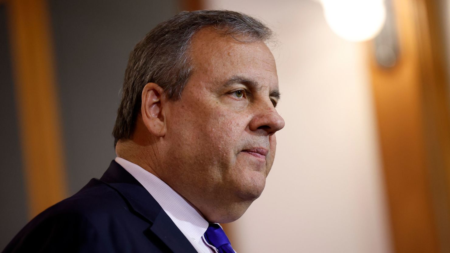 Windham, NH - January 10: Chris Christie announces he is dropping out of the Republican presidential race at Searles School and Chapel. (Photo by Danielle Parhizkaran/The Boston Globe via Getty Images)