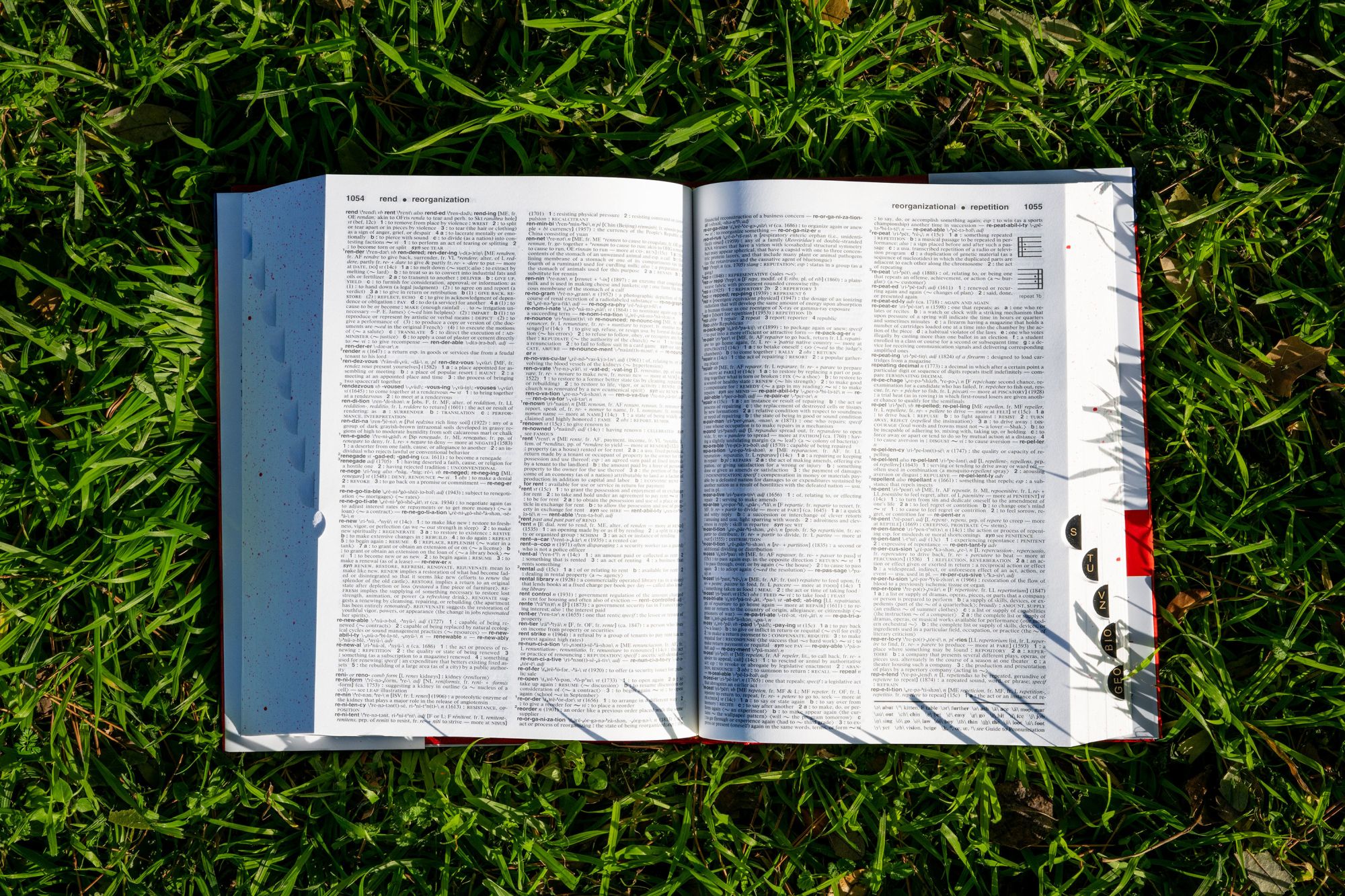 In a photo illustration, a Merriam-Webster's dictionary is seen placed on a lawn on January 11, 2024 in Austin, Texas.