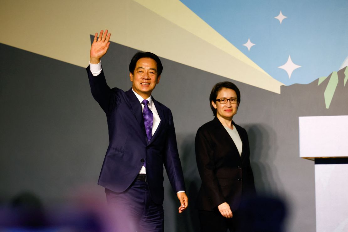 Taiwan President-elect Lai Ching-te, of Democratic Progressive Party's (DPP) and his running mate Hsiao Bi-khim hold a press conference, following the victory in the presidential elections, in Taipei, Taiwan January 13, 2024.