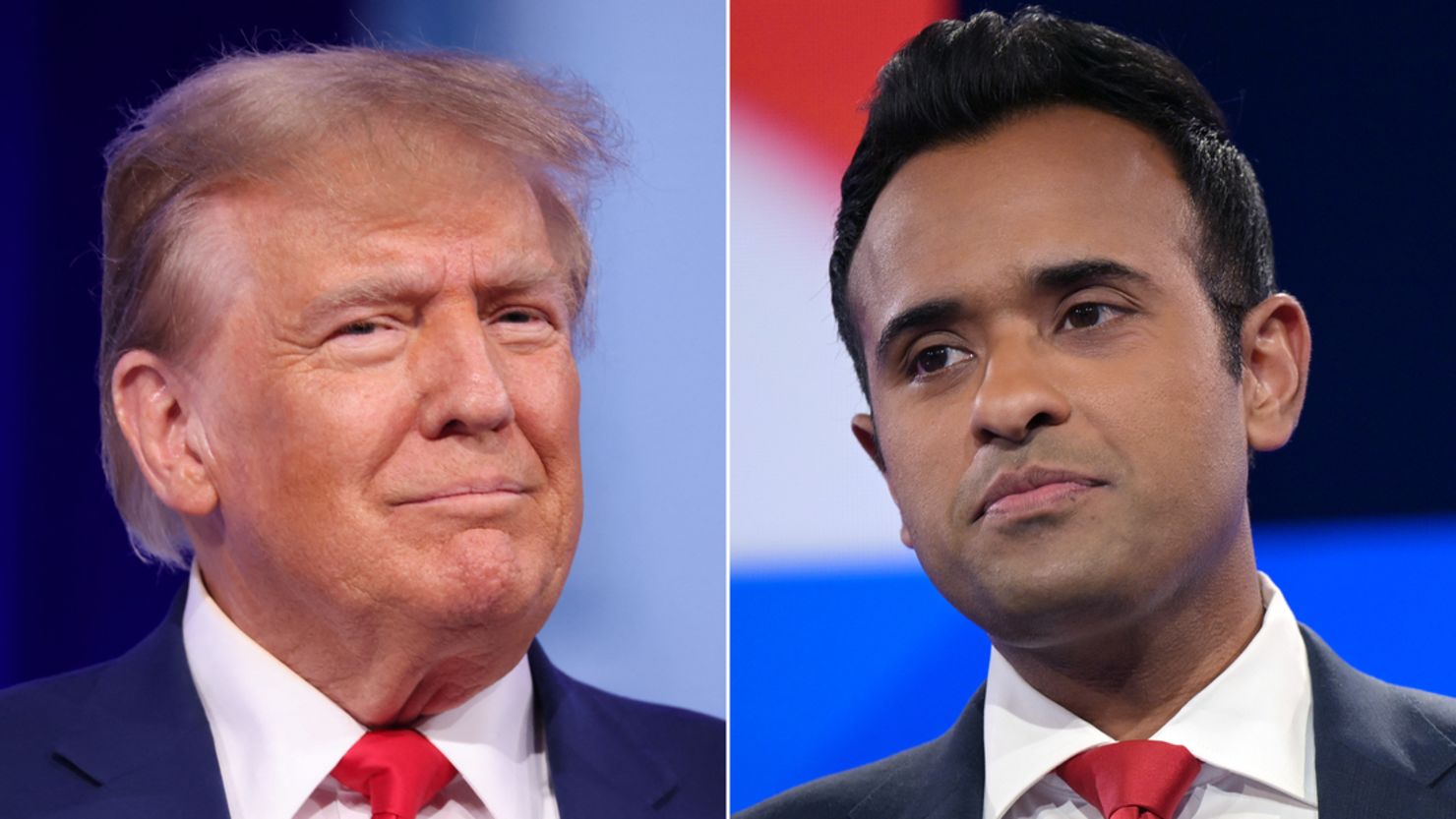 Former President Donald Trump, left, and candidate Vivek Ramaswamy.