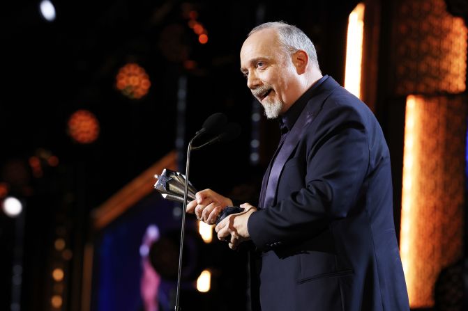 Paul Giamatti accepts the best actor award for "The Holdovers" on Sunday, January 14. 