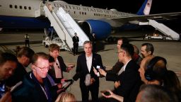 U.S. Secretary of State Antony Blinken speaks to the media, during his week-long trip aimed at calming tensions across the Middle East, at the airport in Al Ula, Saudi Arabia, January 8, 2024. REUTERS/Evelyn Hockstein/Pool