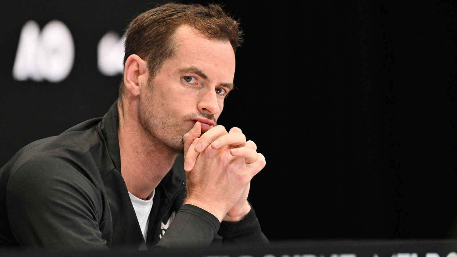 Britain's Andy Murray takes part in a press conference on day two of the Australian Open tennis tournament in Melbourne on January 15, 2024. (Photo by Saeed KHAN / AFP) / -- IMAGE RESTRICTED TO EDITORIAL USE - STRICTLY NO COMMERCIAL USE -- (Photo by SAEED KHAN/AFP via Getty Images)