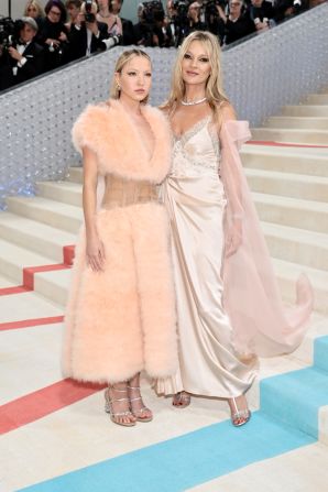 Moss, with her daughter Lila, attends the 2023 Met Gala in New York City.