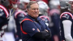 FRANKFURT AM MAIN, GERMANY - NOVEMBER 12: Bill Belichick, Head Coach of the New England Patriots, looks on prior to the NFL match between Indianapolis Colts and New England Patriots at Deutsche Bank Park on November 12, 2023 in Frankfurt am Main, Germany. (Photo by Alex Grimm/Getty Images)