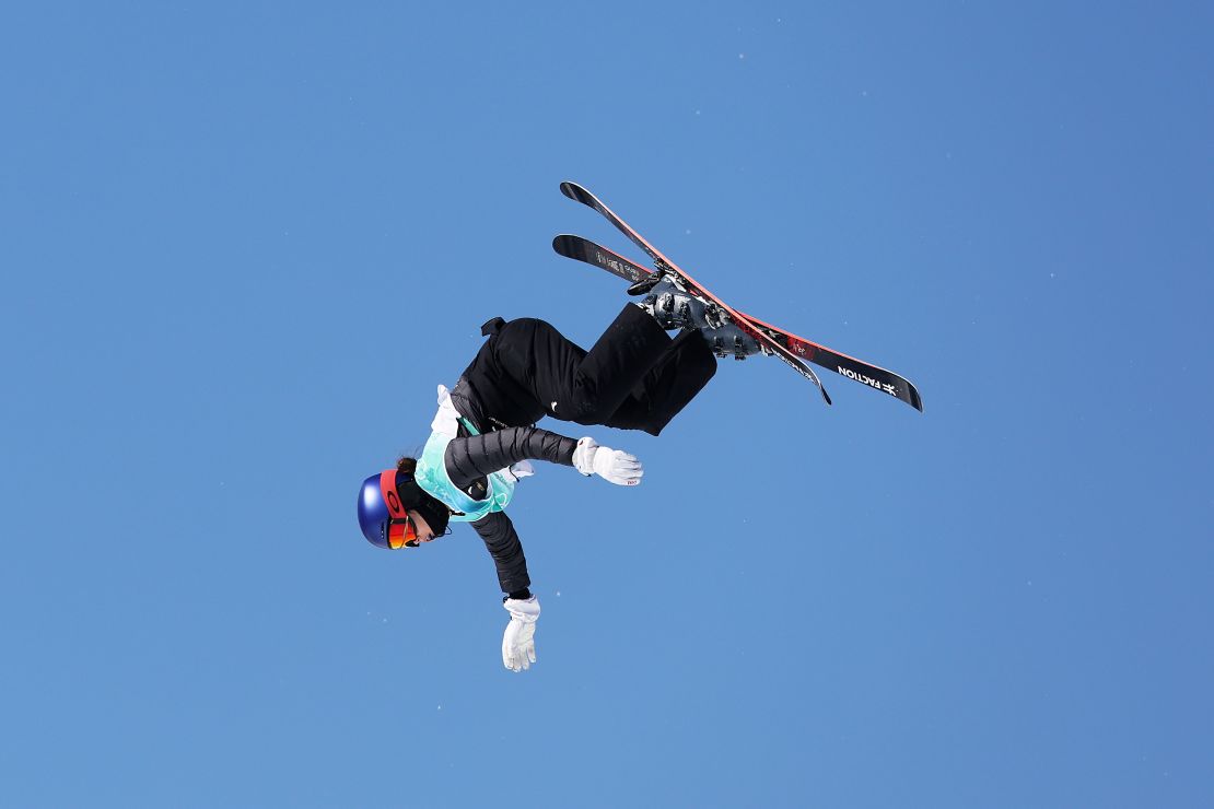 Ailing Eileen Gu of Team China performs a trick during the Women's Freestyle Skiing Freeski Big Air Final on Day 4 of the Beijing 2022 Winter Olympic Games at Big Air Shougang on February 08, 2022 in Beijing, China.