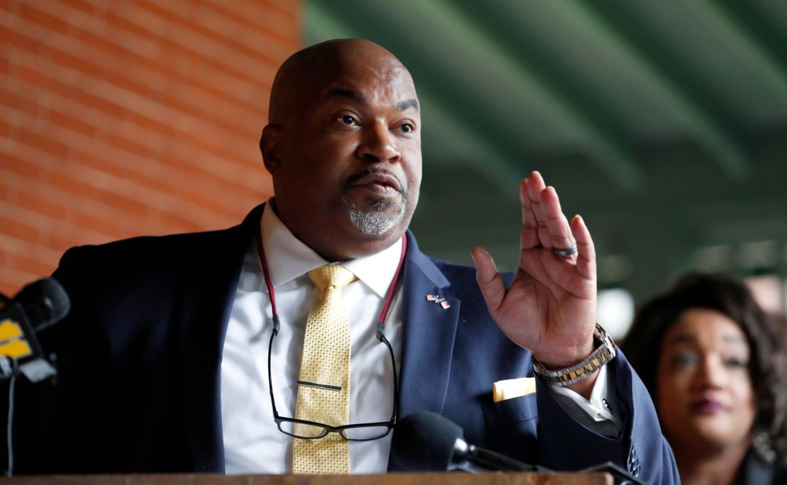 North Carolina Lt. Gov. Mark Robinson speaks during a press conference in Raleigh on Tuesday, March 16, 2021. (Ethan Hyman/The News & Observer/Tribune News Service via Getty Images)