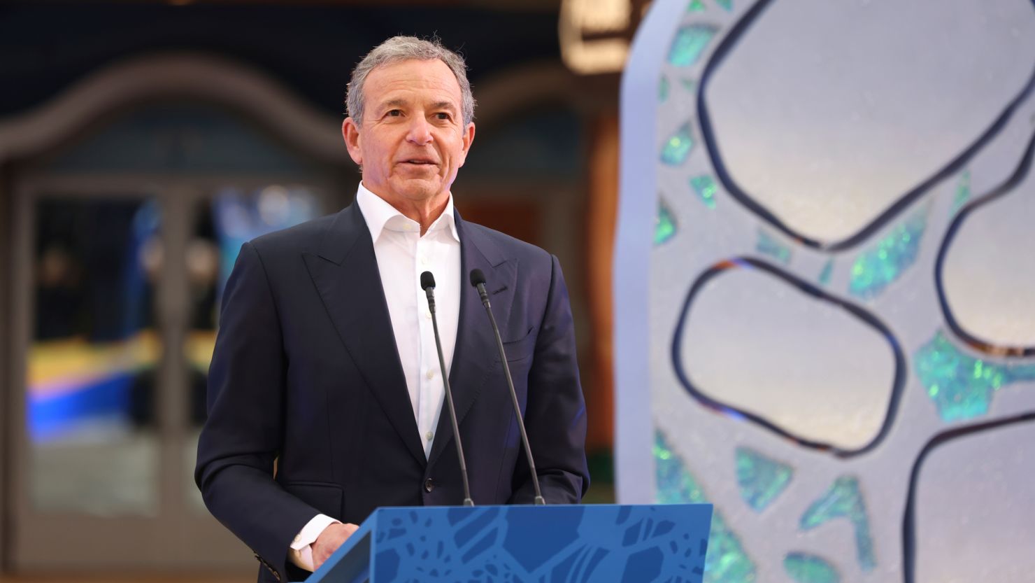 SHANGHAI, CHINA - DECEMBER 19: Bob Iger, CEO of The Walt Disney Company, speaks during the grand opening ceremony of Shanghai Disney Resort's Zootopia-themed attraction at Shanghai Disney Resort on December 19, 2023 in Shanghai, China. The Zootopia land in Shanghai Disney Resort is expected to open to the public from December 20. (Photo by VCG/VCG via AP )
