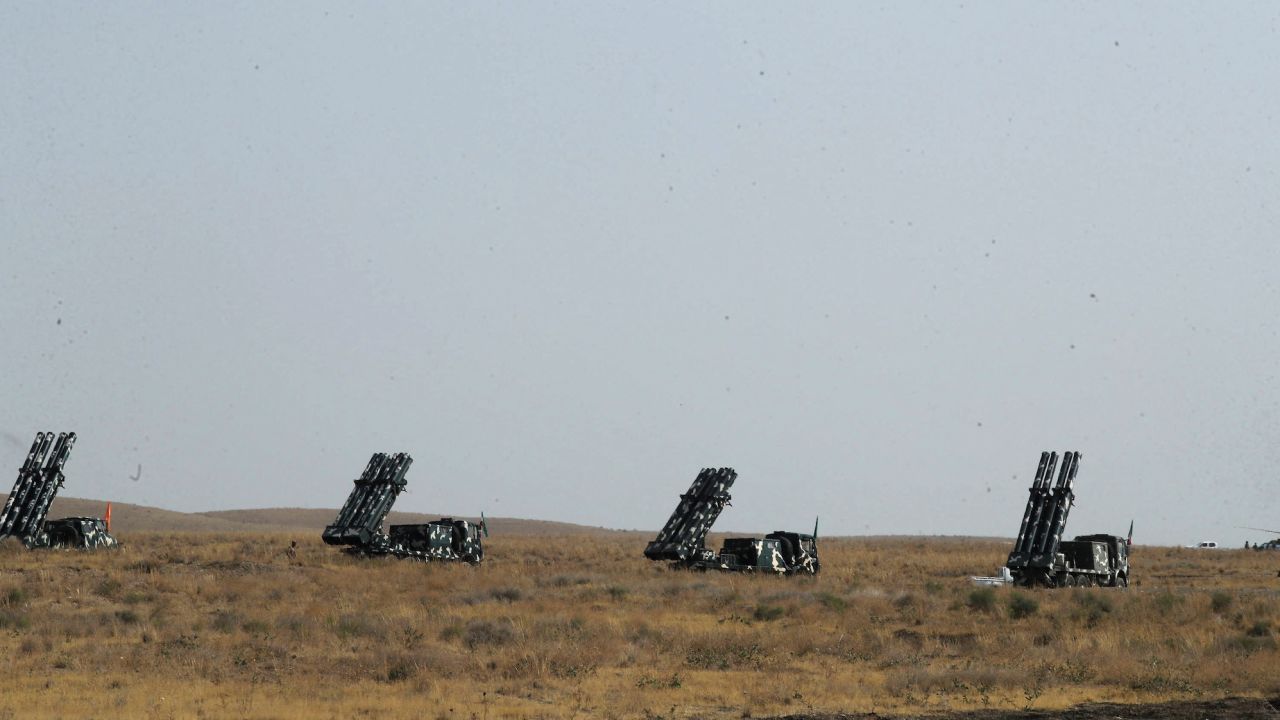 Iranian missile systems are seen during an Islamic Revolutionary Guard Corps (IRGC) ground forces military drill in the Aras area, East Azerbaijan province, Iran, October 17, 2022. IRGC/WANA (West Asia News Agency)/Handout via REUTERS ATTENTION EDITORS - THIS IMAGE HAS BEEN SUPPLIED BY A THIRD PARTY.