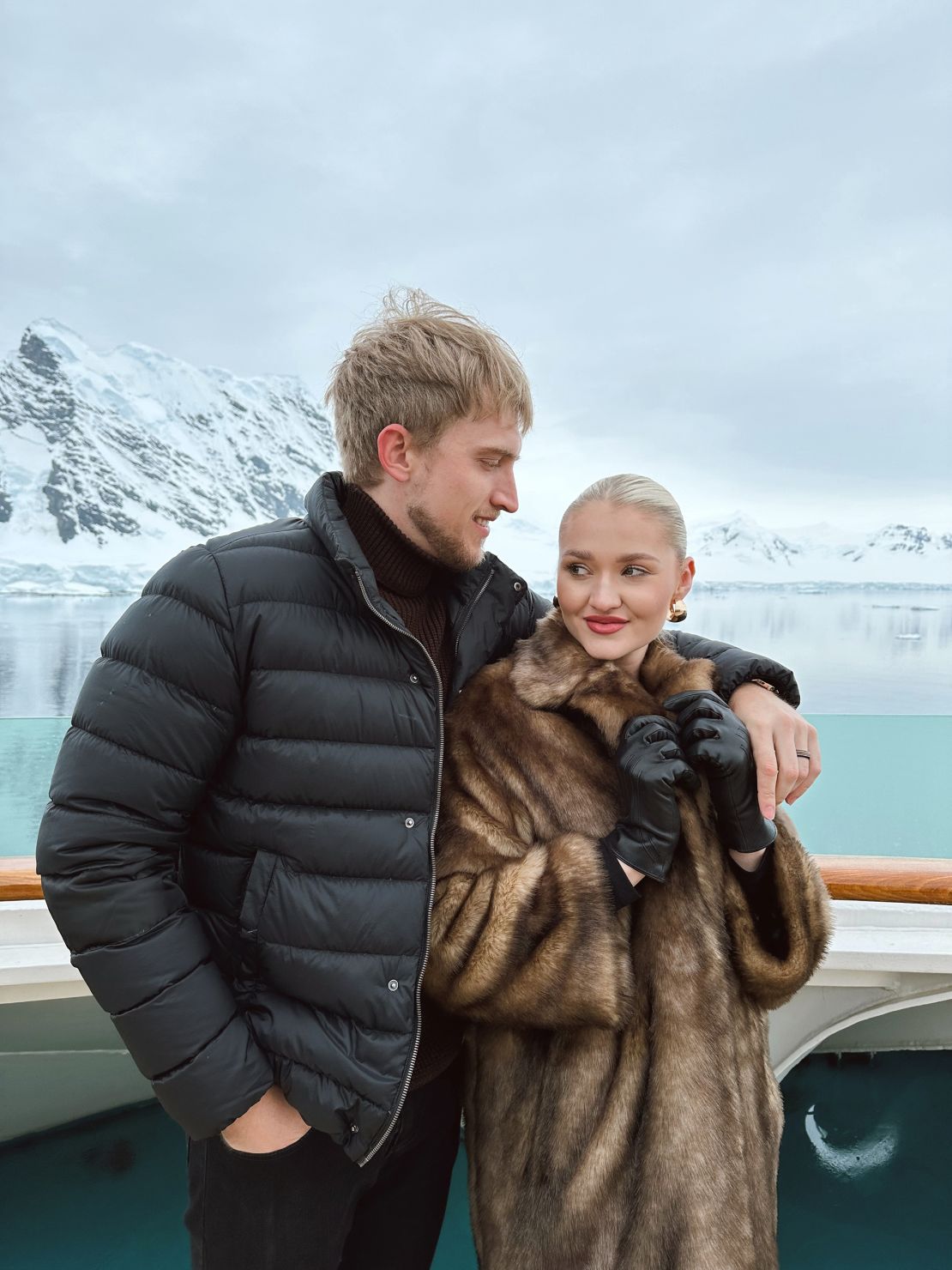 Amike Oosthuizen, an influencer from South Africa, was on board the ship with her husband, pictured.