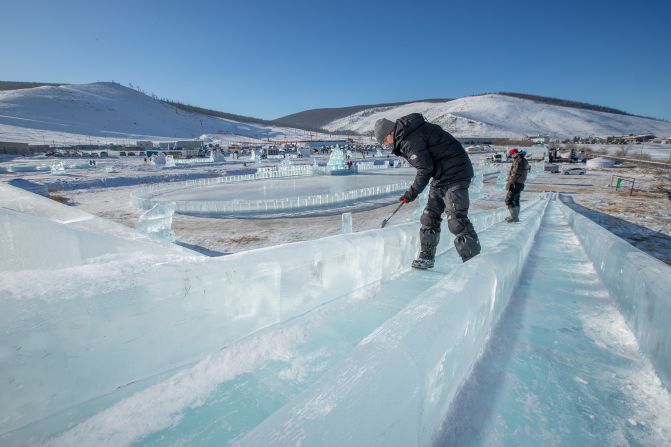 <strong>Cool runnings: </strong>Festival attractions include 16.4-meter-long ice slide. 