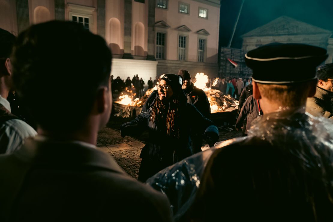 DuVernay directs a scene on location in Germany. The film was shot across three continents in 37 days.