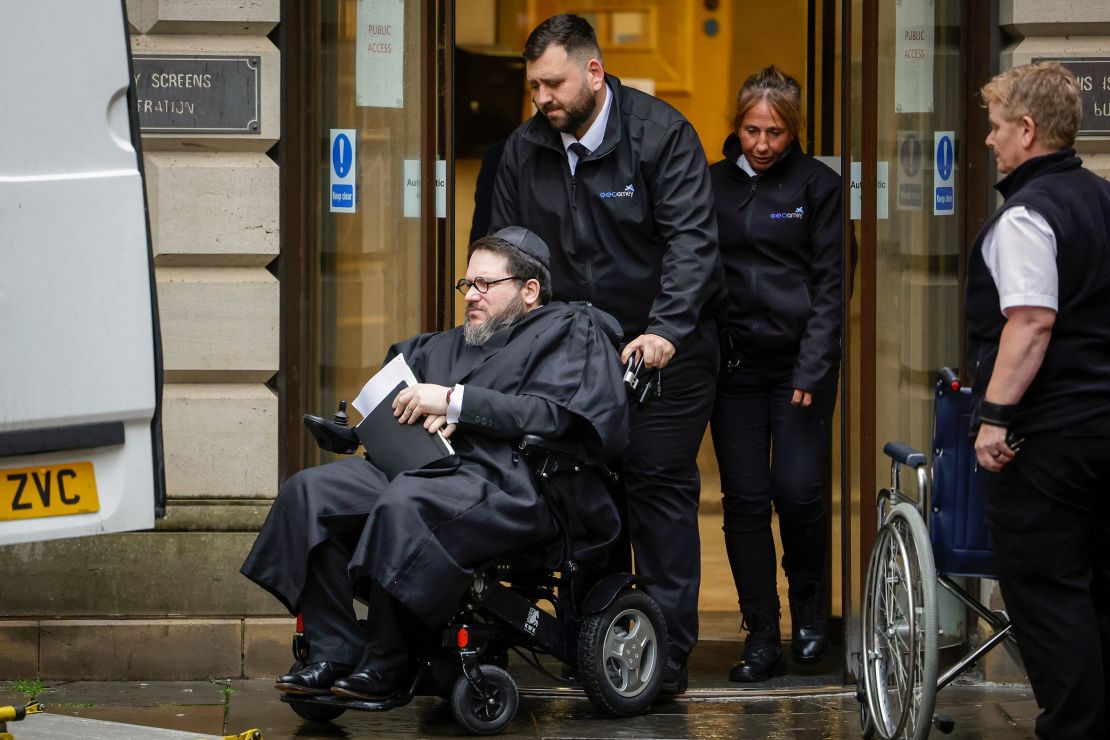 EDINBURGH, SCOTLAND - JUNE 30: Nicholas Rossi leaves Edinburgh Sheriff Court after his extradition hearing, on June 30, 2023 in Edinburgh, Scotland. Rossi has been fighting extradition to the US over rape allegations. Psychiatrist told court on June 30, that the health of the rape suspect is not likely to be a "barrier" for extradition to the U.S.  (Photo by Jeff J Mitchell/Getty Images)