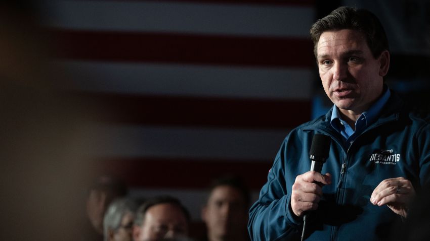 Florida Gov. Ron DeSantis speaks to supporters during an event at Wally's in Hampton, New Hampshire, on January 17, 2024. (Will Lanzoni/CNN)