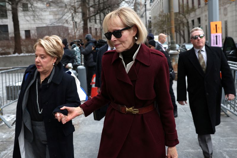 E. Jean Carroll enters Manhattan Federal Court, in the second civil trial after she accused former U.S. President Donald Trump of raping her decades ago, in New York City, U.S., January 18, 2024.