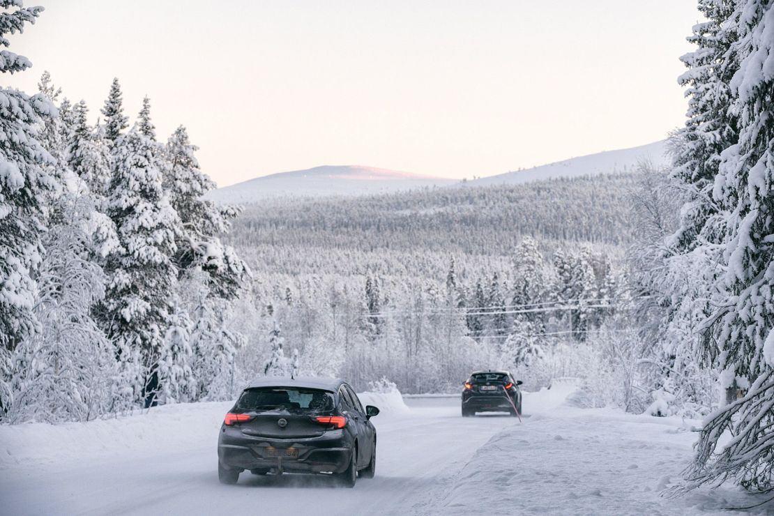 Frost quakes have been heard and felt in parts of Scandinavia, including Finland. Traffic in the town of Äkäslompolo is shown during record-breaking low temperatures on January 4.