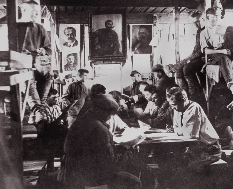 Gulag forced laborers of the White Sea-Baltic Canal, are pictured in their living quarters in the 1930s. Thousands of laborers died during the construction of the canal.