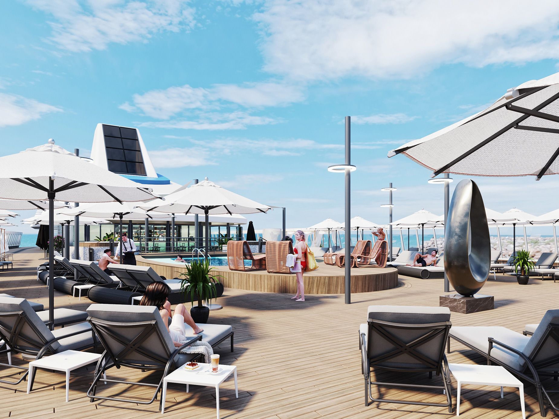 Renderings of the ship touted a dream lifestyle.