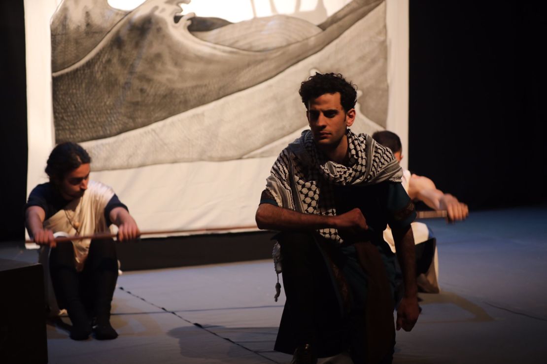 Abraham Saidam in a rehearsal of a play based on Homer's Odyssey.