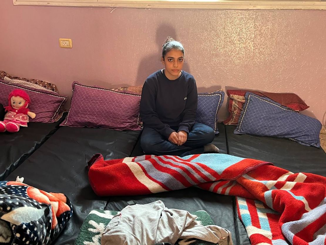 Nowara Diab at the house she is staying at in Rafah, southern Gaza