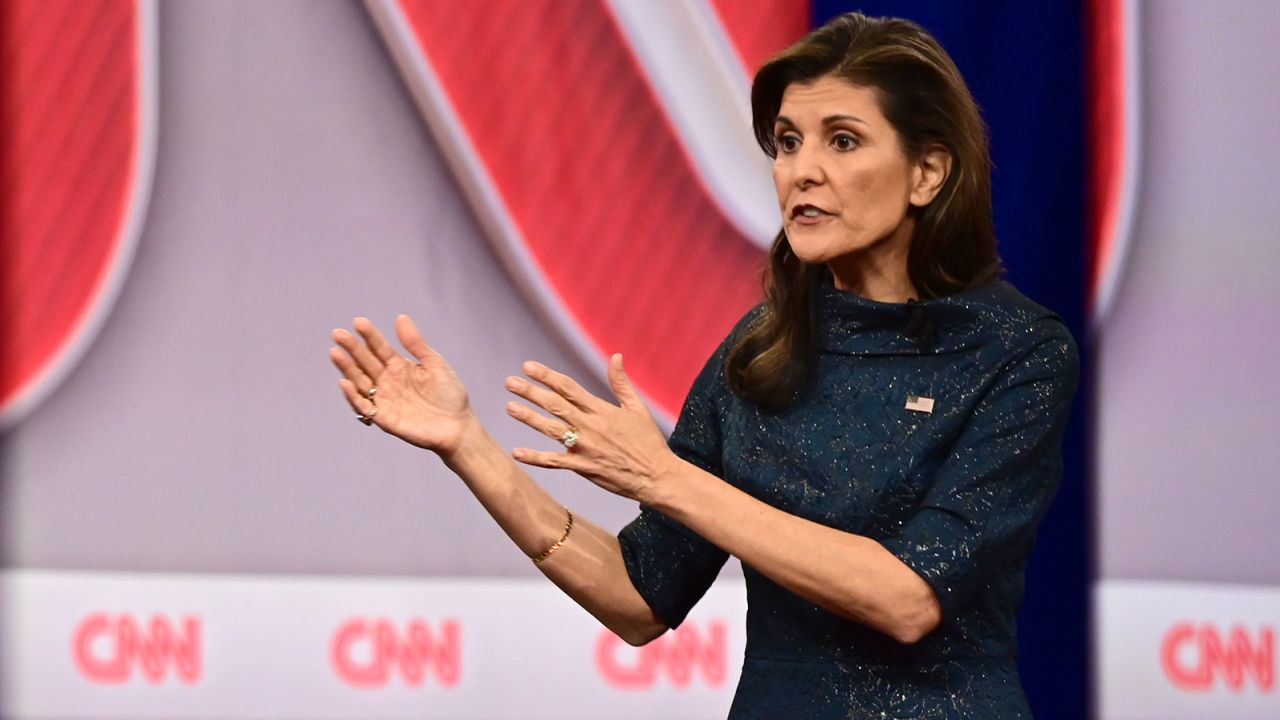 Former South Carolina Gov. Nikki Haley participates in a CNN Republican Presidential Town Hall moderated by CNN's Jake Tapper at New England College in Henniker, New Hampshire, on January 18, 2024. (Will Lanzoni/CNN)