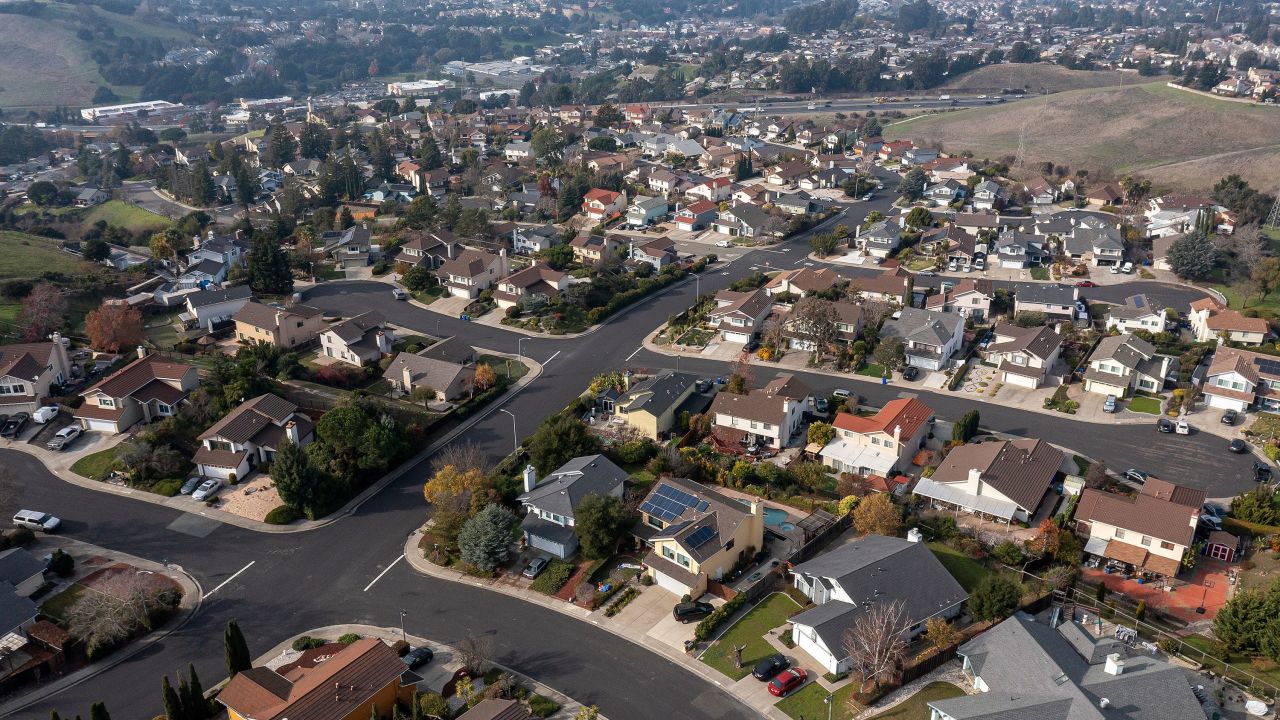 Homes in Pinole, California, US, on Tuesday, Dec. 26, 2023. Sales of previously owned US homes unexpectedly rose in November, led by a pickup in the South and representing a respite in a two-year downturn caused by higher borrowing costs and a lack of inventory. Photographer: David Paul Morris/Bloomberg via Getty Images