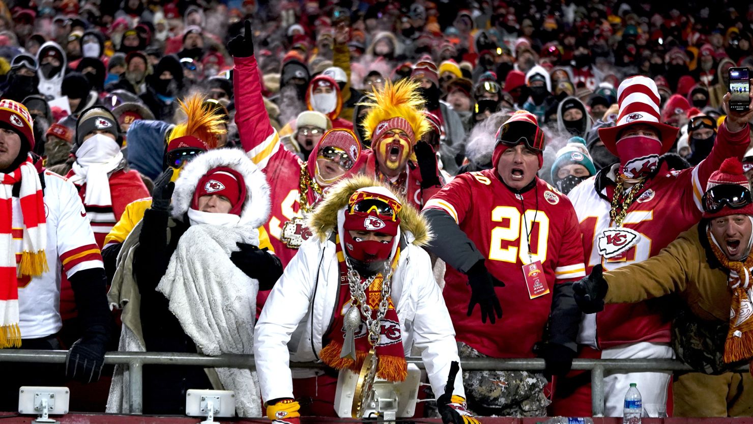 Fans cheer During an NFL wild-card playoff football game Saturday, Jan. 13, 2024 in Kansas City, Mo. (AP Photo/Ed Zurga)