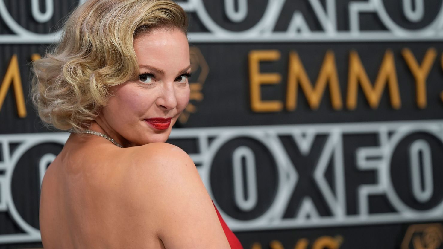 Katherine Heigl arrives at the 75th Primetime Emmy Awards on Monday, Jan. 15, 2024, at the Peacock Theater in Los Angeles. (AP Photo/Ashley Landis)
