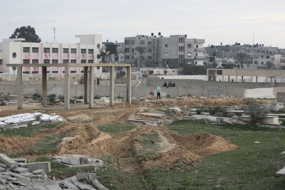 In response to CNN’s request for comment on the damaging of graves in Khan Younis, the IDF said it was exhuming bodies in Gaza as part of a search for the remains of hostages seized by Hamas.