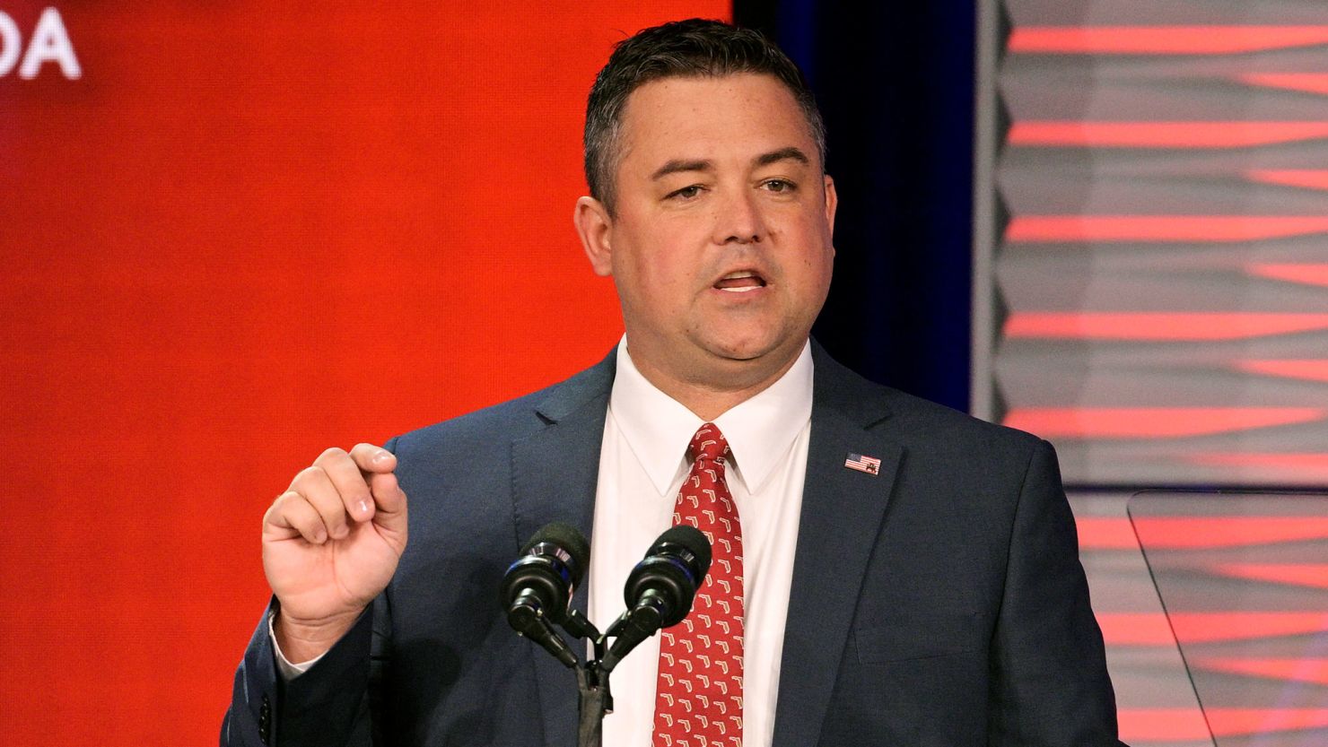 Republican Party of Florida Chairman Christian Ziegler addresses attendees at the Republican Party of Florida Freedom Summit, Saturday, Nov. 4, 2023, in Kissimmee, Fla.
