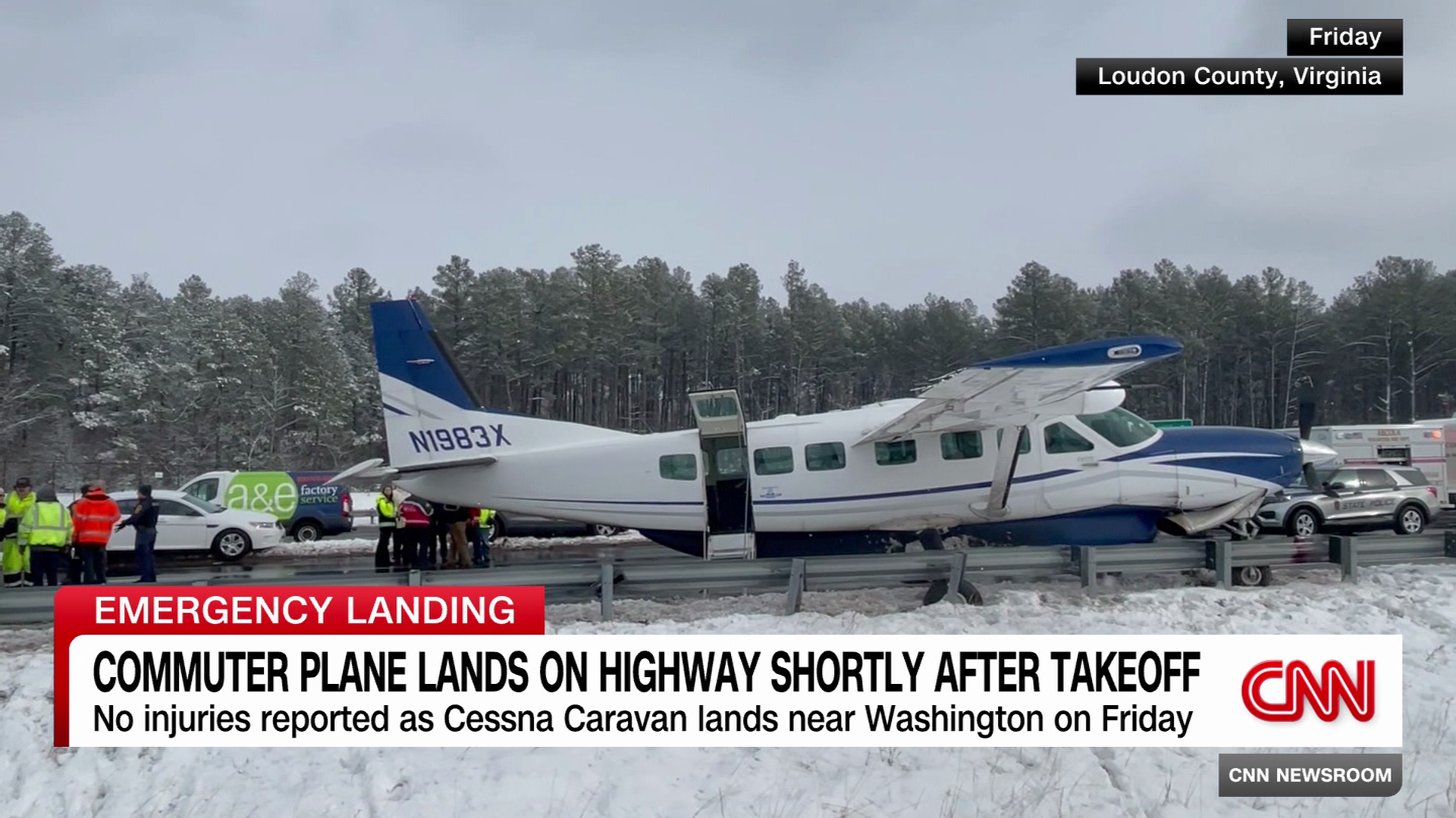 Commuter plane lands on highway shortly after takeoff