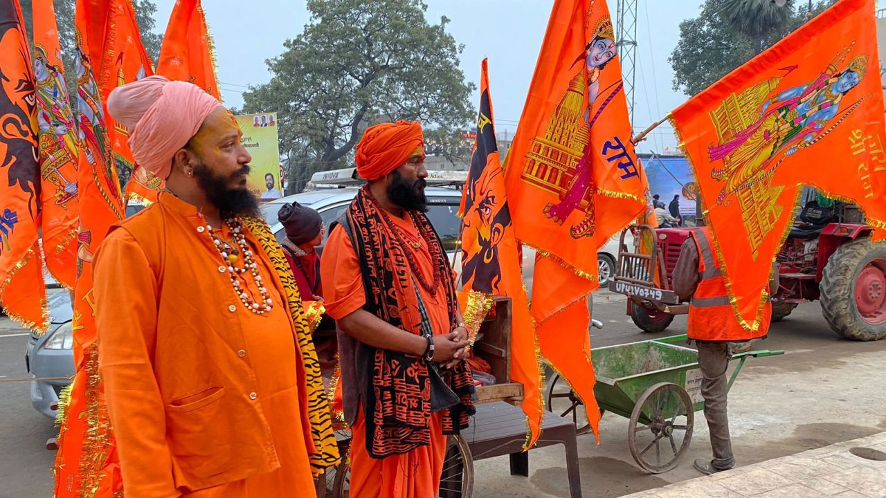 Saffron flags line the streets of Ayodhya ahead of the Ram temple's inauguration.