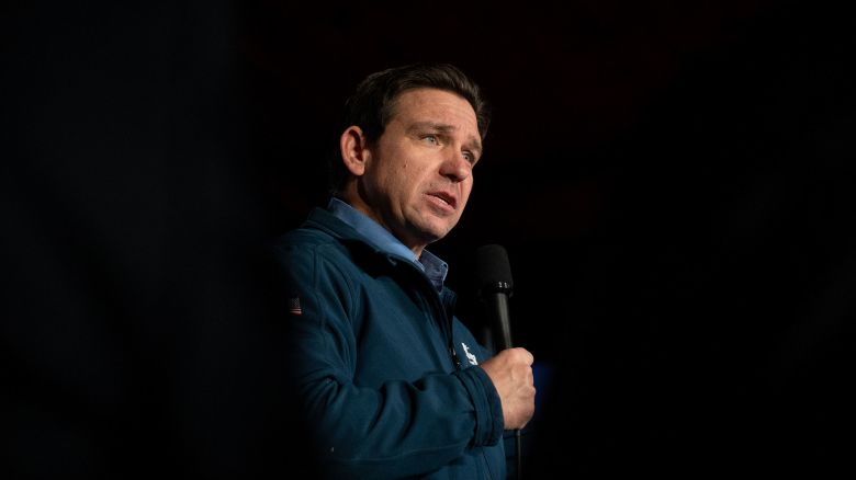 Florida Gov. Ron DeSantis holds a town hall at Wally's in Hampton, New Hampshire, on January 17.