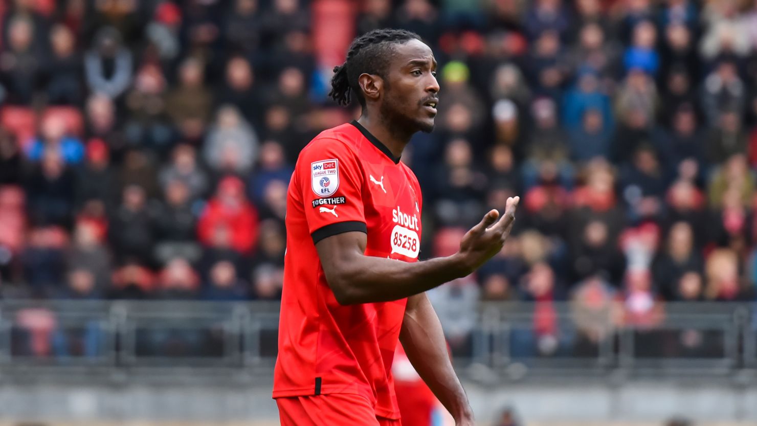 Omar Beckles of Leyton Orient gives instructions to his team-mates during the Sky Bet League 2 match between Leyton Orient and Carlisle United at the Matchroom Stadium, London on Saturday 1st April 2023. (Photo by Ivan Yordanov/MI News/NurPhoto via Getty Images)