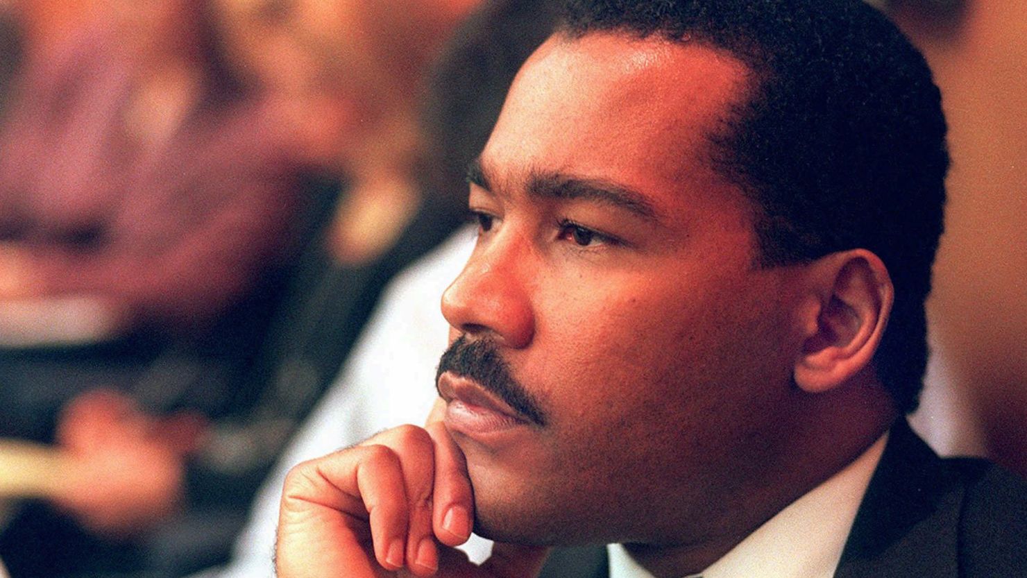 Dexter King, son of the late civil rights leader Martin Luther King Jr., listens to arguments in the State Court of Criminal Appeals in Jackson, Tenn., Friday, Aug. 29, 1997, to determine whether two Memphis judges have overstepped their authority surrounding the investigation of the King assassination. (AP photo/The Jackson Sun, Helen Comer, Pool)